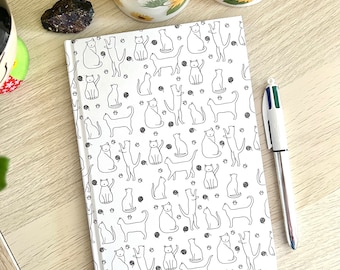 Cat Notebook / Journal, A5 - Hardback - Plain Paper, Lined Paper