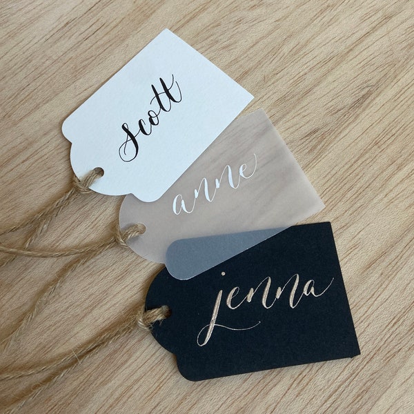 Gift Tags/ Place Cards- Hand Lettered, Personalized Tags For Events & Gifts (Twine Included)