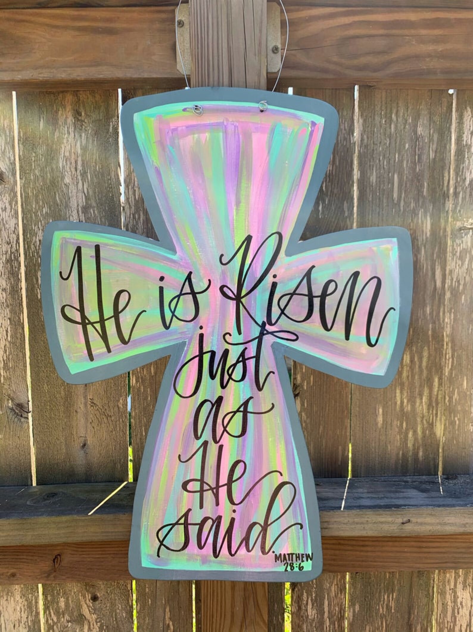 He is Risen Easter Cross Spring Door Hanger Spring Decor | Etsy