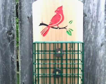 Erva Finial Cardinal Shape; Red Pole Birdfeeder Garden Padio Porch Bird 