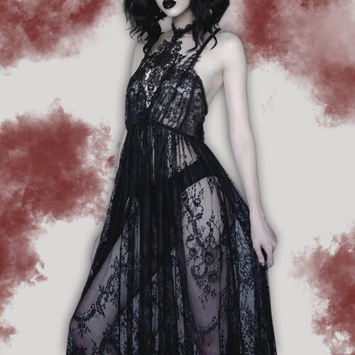 Goth Mesh Bandage See Through Summer Dress Dark Academia - Etsy