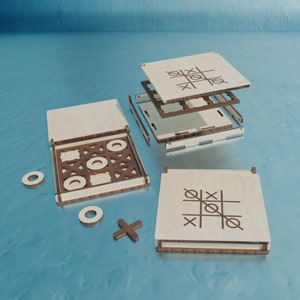 Tic Tac Toe laser file, tic tac toe svg laser cut file, lasercut wooden noughts and crosses, X&#39;s and O&#39;s board game, instant download