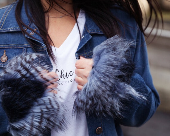Faux Feather Jean Jacket | Etsy Australia