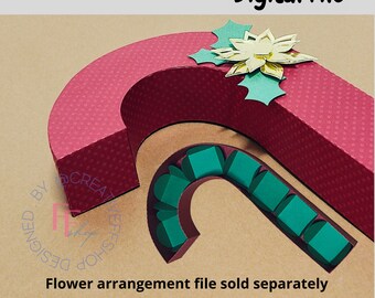 Caja de bastón de caramelo, Caja de regalo de bastón de caramelo de Navidad, archivo cortado, Caja de bastón de caramelo SVG y PDF, silueta, cricut, scuncut