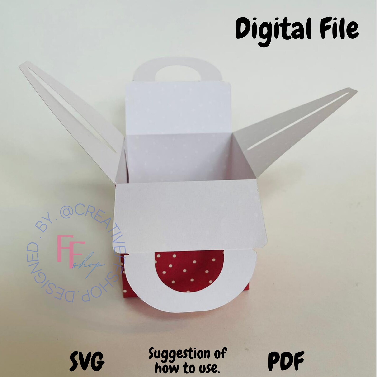 Handle Gift Box Layout Gift Box Template, Treat Box Template, Gift Box With Handles Template ...