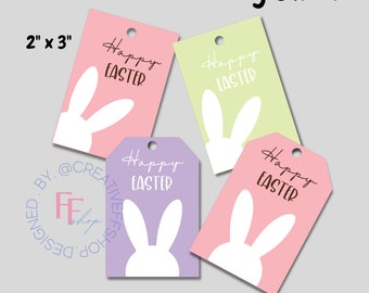 Etiquetas de regalo de Pascua. Etiquetas de cesta para Semana Santa. PDF imprimible. Descarga instantánea. Silueta. Feliz etiqueta de Pascua. Etiquetas imprimibles para cestas de Pascua