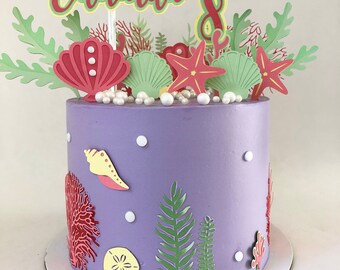 Sirene Coquillage Sucre Tiare De Gateau Sous La Mer Etsy