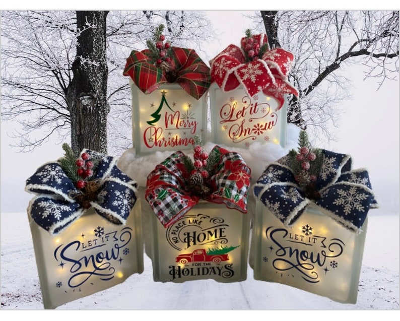 Glass Block Glass Block With Lights Christmas Gift Lighted Etsy