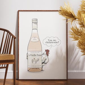 You Me Hühnerwein?  – Illustriert von BethTurnerGraphix, Wandkunst, Weindruck, veränderbarer Blasentext [Digital Download Druck]