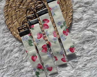 Handmade Fabric Keychain Wristlet | 7 inch Fabric Key Fob with Metal Hardware | Cute Key Holder, Lightweight Keychain