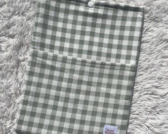 Gingham Book Sleeve with Snap Closure | Padded Book Protector | Cute Fabric E-Reader, Paperback & Hardcover Case | Book Lovers Gift