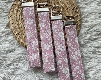 Handmade Wristlet Keychain | Fabric Wrist Key Fob | Gift for Her | Lanyards | Car Fob for House Keys | Keyring | Liberty pink Floral