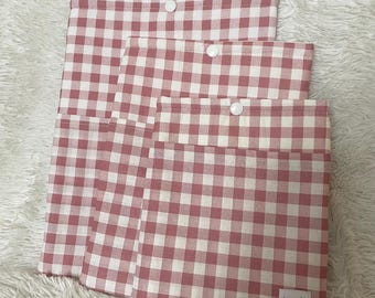 Gingham Book Sleeve with Snap Closure | Padded Book Protector | Cute Fabric E-Reader, Paperback & Hardcover Case | Book Lovers Gift | Berry