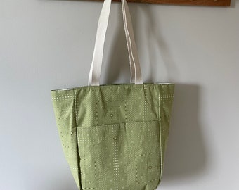 Tote Bag | Messenger Bag | Cotton Handbag | Market Bag | Woman's Shopping Book Tote | Green Handkerchief Bandana