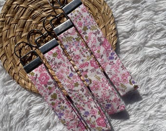 Handmade Fabric Keychain Wristlet | 7 inch Fabric Key Fob with Metal Hardware | Cute Key Holder, Lightweight Keychain