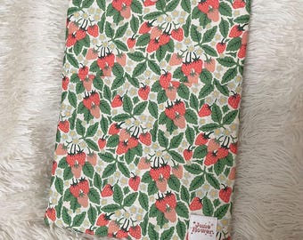 Strawberry Book Sleeve with Snap Closure | Padded Protector | Fabric E-Reader, Paperback & Hardcover Case | Book Lovers Gift | Harvest