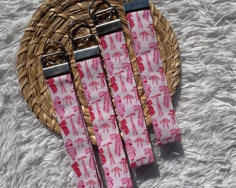 Handmade Fabric Keychain Wristlet | 7 inch Fabric Key Fob with Metal Hardware | Cute Key Holder, Lightweight Keychain