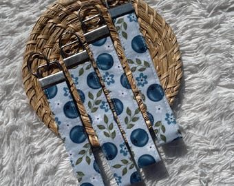 Handmade Fabric Keychain Wristlet | 7 inch Fabric Key Fob with Metal Hardware | Cute Key Holder, Lightweight Keychain