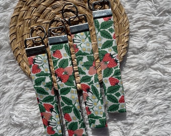 Handmade Fabric Keychain Wristlet | 7 inch Fabric Key Fob with Metal Hardware | Cute Key Holder, Lightweight Keychain