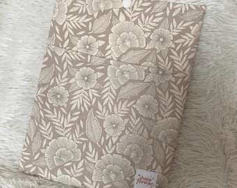 Floral Book Sleeve with Snap Closure | Padded Protector | Cute Fabric E-Reader, Paperback & Hardcover Case | Book Lovers Gift | Grey Floral