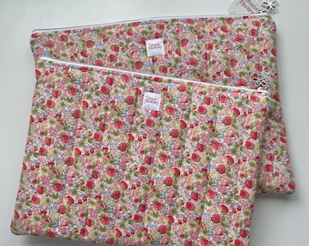 Puffy Quilted Laptop Sleeve for MacBook, Aesthetic, iPad, Protective Computer Bag Case, Gift for Her | Strawberry Season