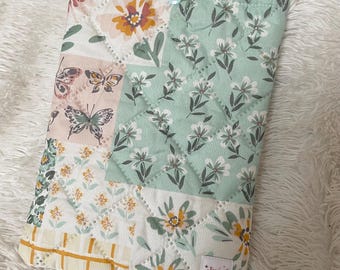 Floral Book Sleeve with Snap Closure | Padded Protector | Cute Fabric E-Reader, Paperback & Hardcover Case | Book Lovers Gift | Butterfly