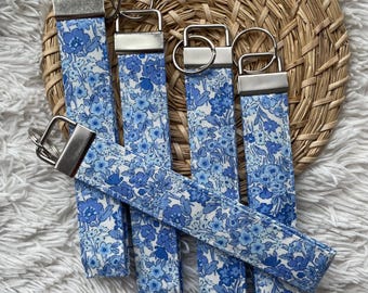 Handmade Wristlet Keychain | Fabric Wrist Key Fob | Gift for Her | Lanyards | Car Fob for House Keys | Keyring | Liberty Blue Floral