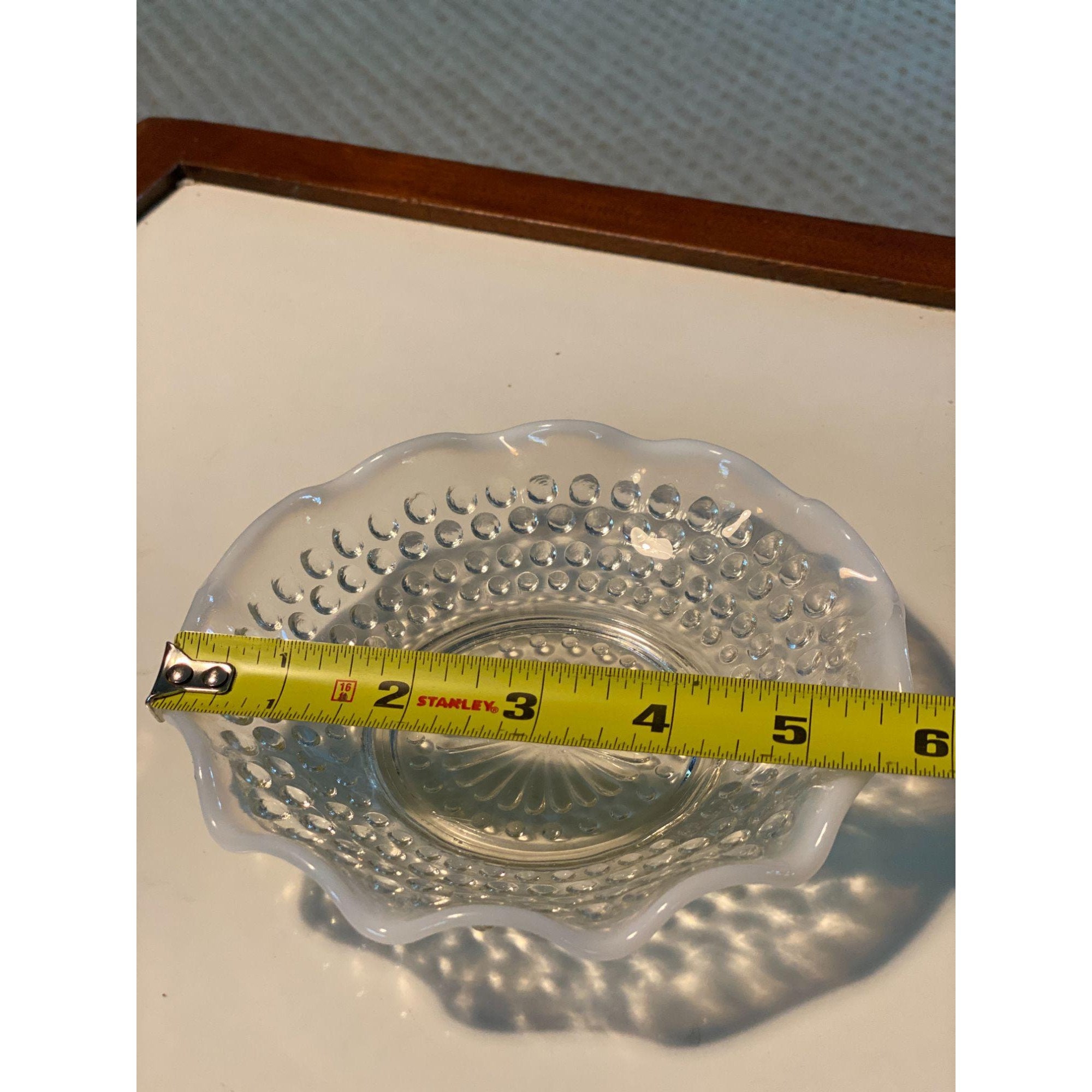 Clear Hobnail Dish with White Rim beautiful Fenton Vintage Etsy