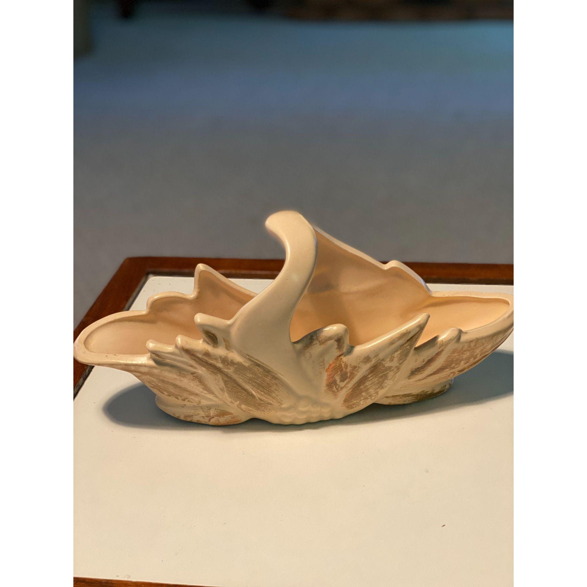 Vintage Hull Pottery Handle Basket Planter Beige Matte/ Gold Etsy