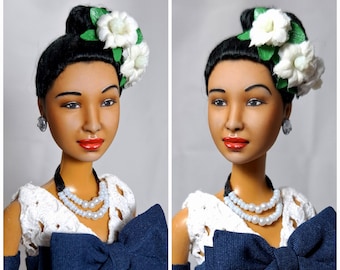 OOAK Billie Holiday Art Doll, Old Hollywood Barbie Celebrity Realistic  Repaint