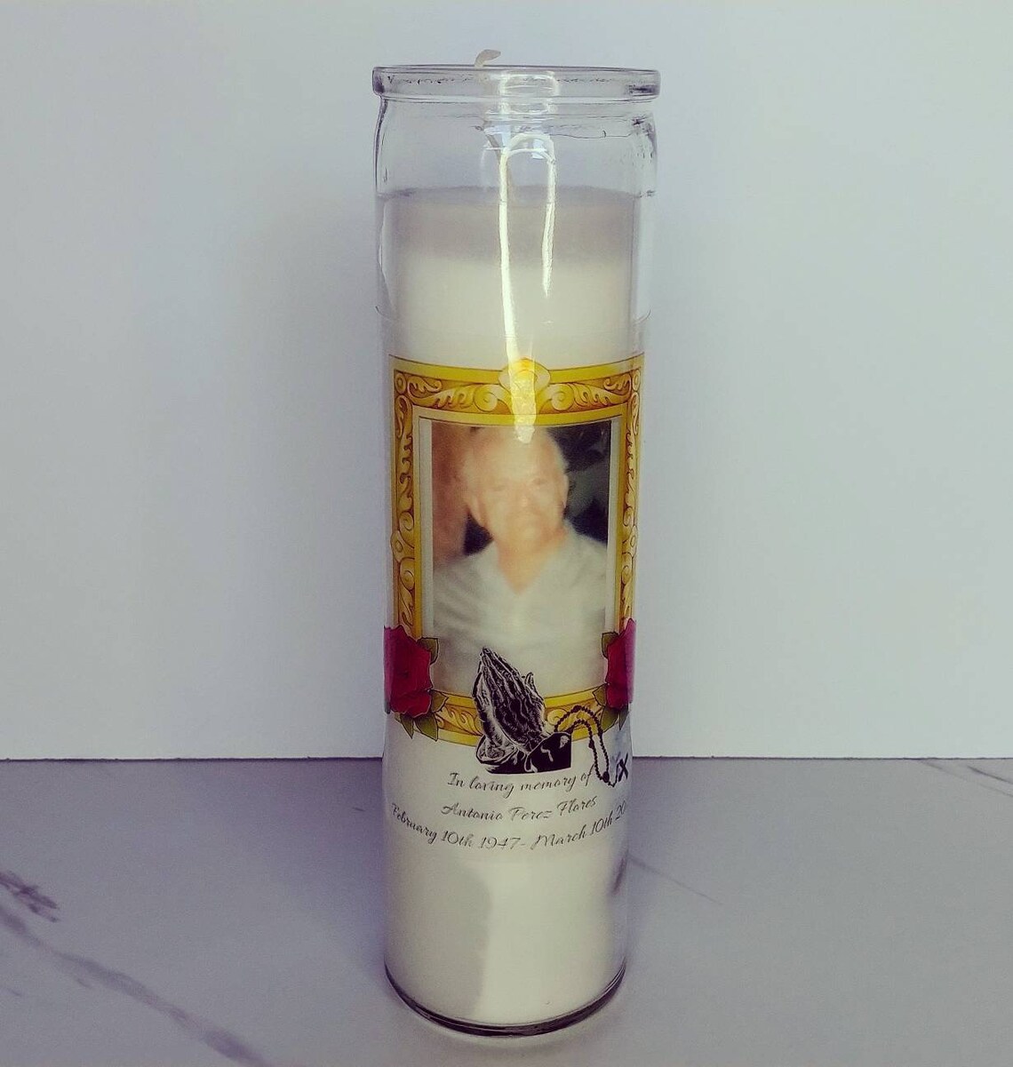 Custom Made memorial Prayer Candle Etsy
