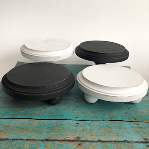 Farmhouse Style Distressed Round Small Wood Riser