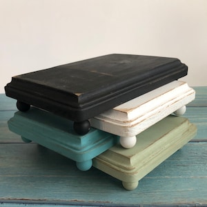 Farmhouse Style Distressed Rectangular Wood Riser for Candles and more
