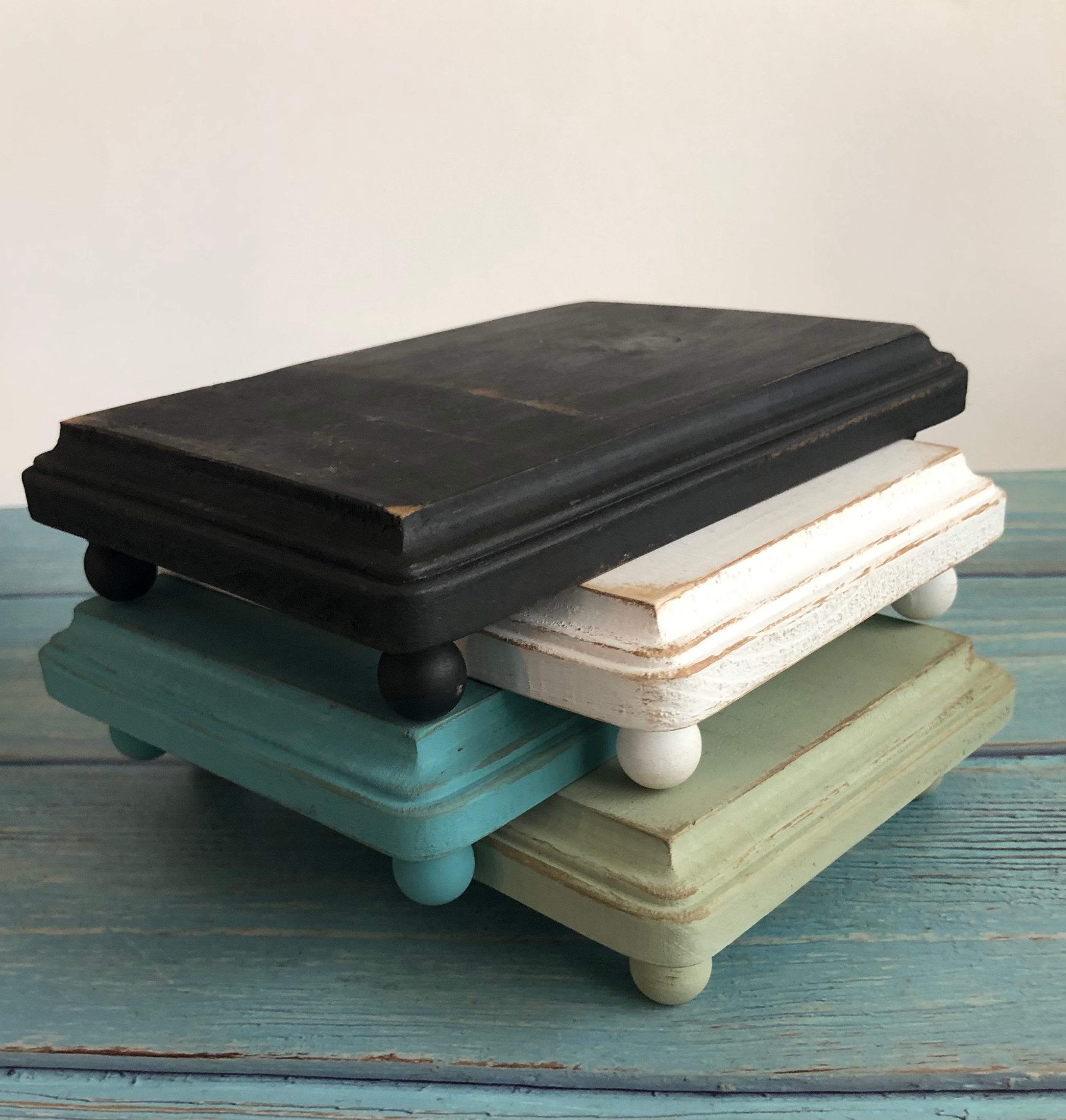 Farmhouse Style Distressed Rectangular Wood Riser for Candles and more