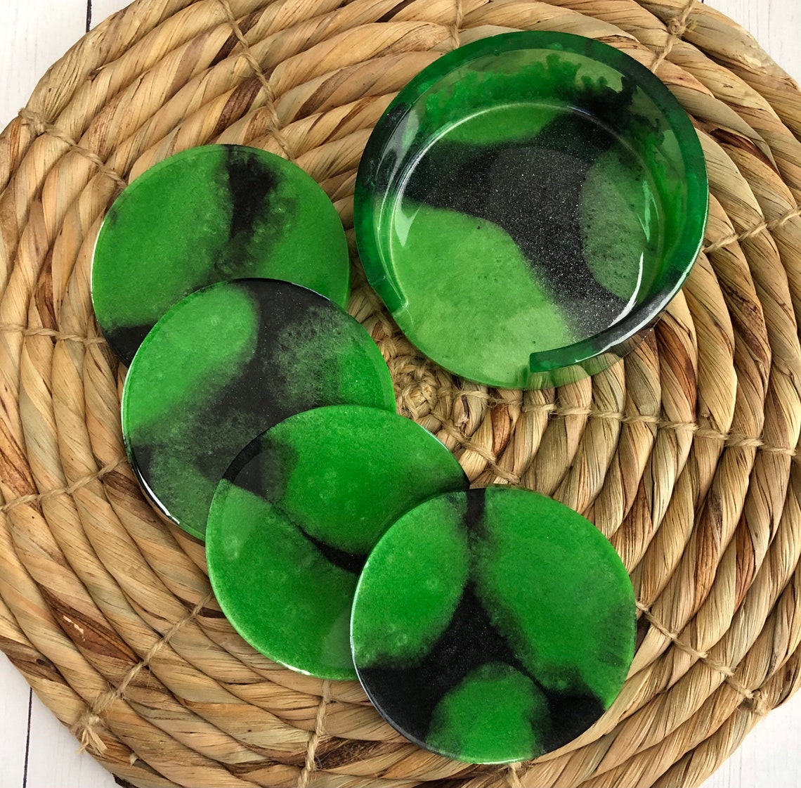 Resin Coaster Set With Holder Oneofakind Coaster Designs/ Etsy