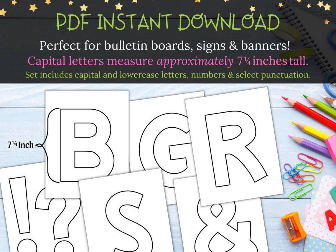 Extra Large Bulletin Board Letters Printable Letter Outlines Etsy