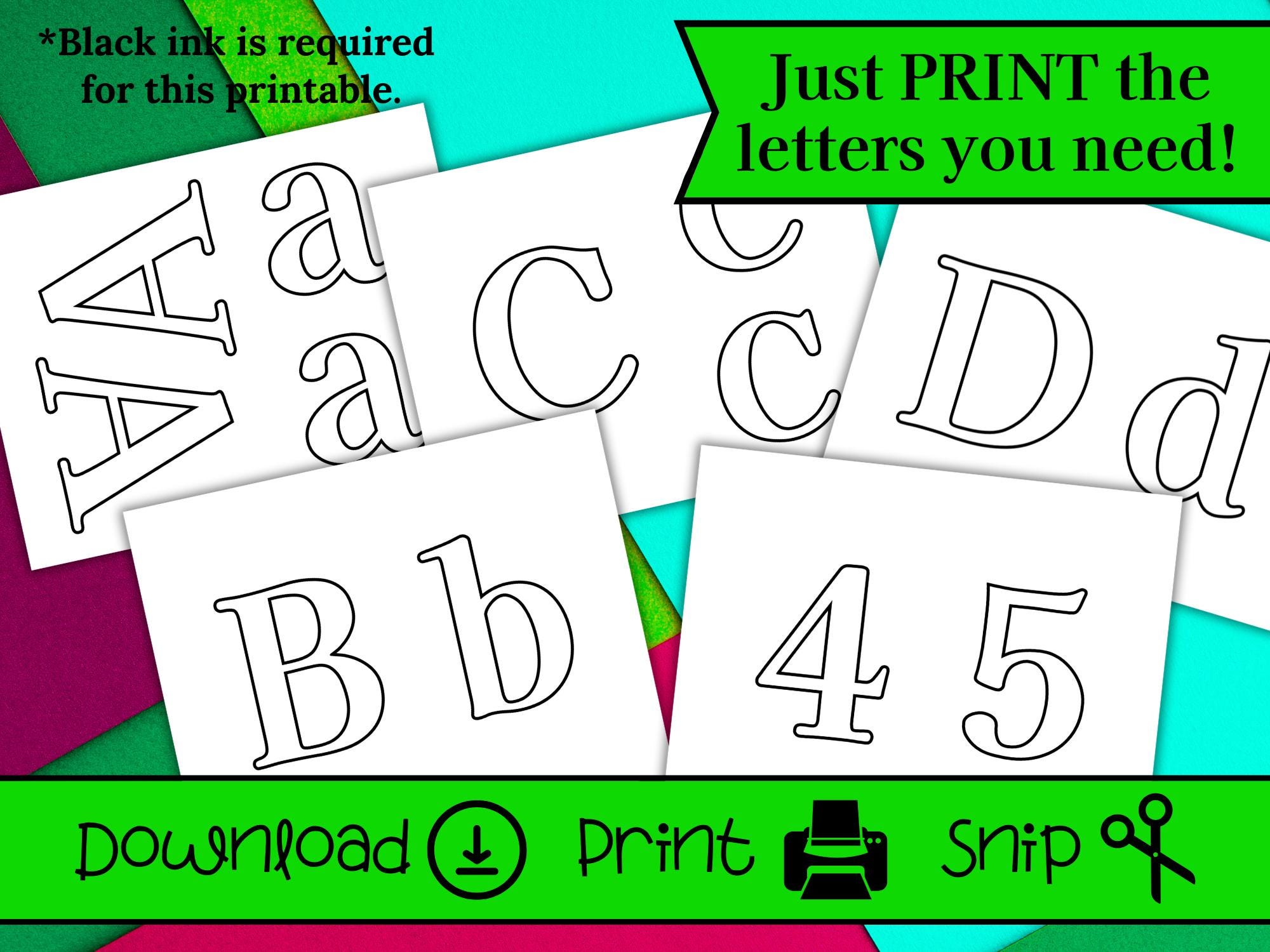 Free Printable 4 Inch Script Letters 4 Inch Printable Alphabet Letters & Numbers: Stencil Outline (PDF) - Etsy