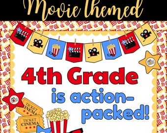 Classroom Bulletin Board Kit | Movie Theater Theme | Printable Display | 3D Glasses, Movie Tickets & Popcorn | Hollywood Stars | Elementary