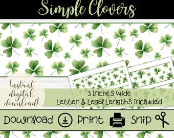 St. Patrick&#39;s Day Border for Classroom Bulletin Boards, Printable Watercolor Clover Trim for Teacher&#39;s Holiday Boards, Signs, and Displays