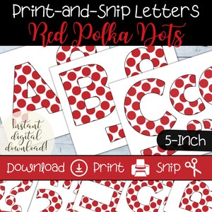 Red Polka Dot Letters | Printable Red Bulletin Board Letter Set | 5 Inch Letters | Classroom Letters | DIY Holiday Sign and Banner Letters