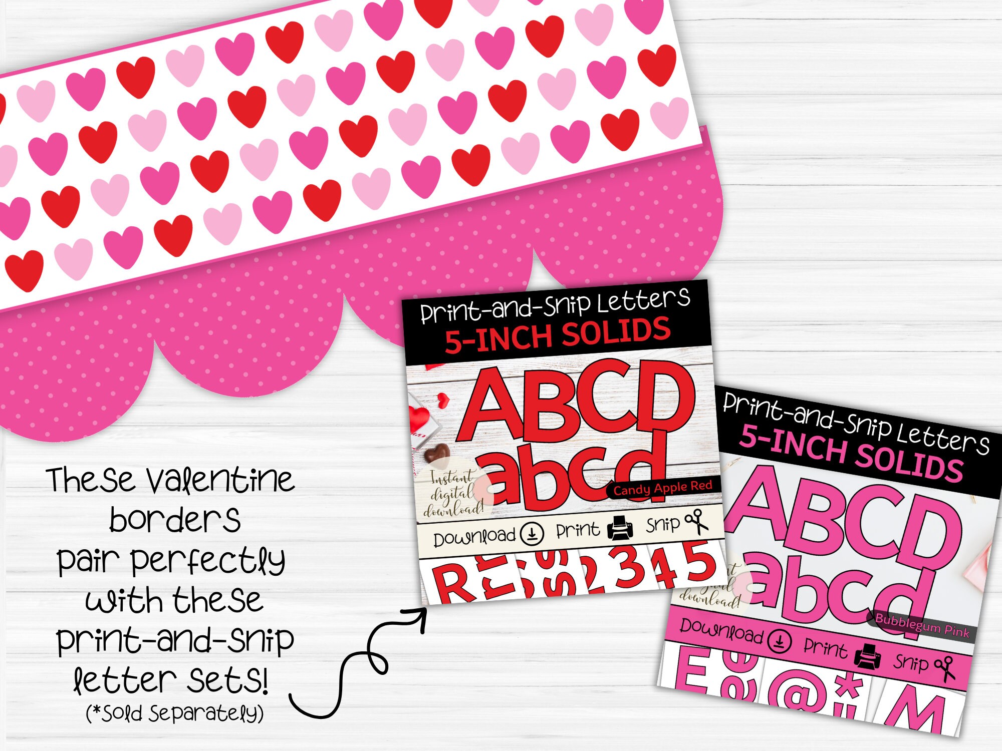 Valentine Bulletin Board Borders: Pink & Red Classroom Decor (digital ...