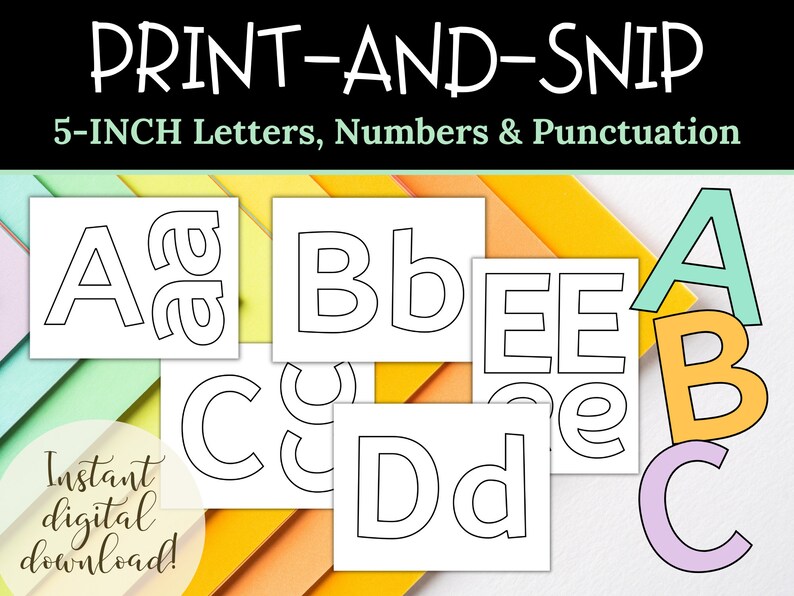 Printable Bulletin Board Letters: 5-inch Black Ink Font (PDF) - Etsy
