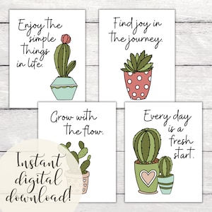 Sukkulenten und Kakteen Poster fürs Klassenzimmer | Niedliche Wachstums-Mindset-Sprüche | Druckbare Klassenzimmer Dekor | Helle Pastelle | Motivierende Zitate