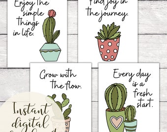 Succulent & Cactus Classroom Posters | Cute Growth Mindset Sayings | Printable Classroom Decor | Bright Pastels | Motivational Quotes