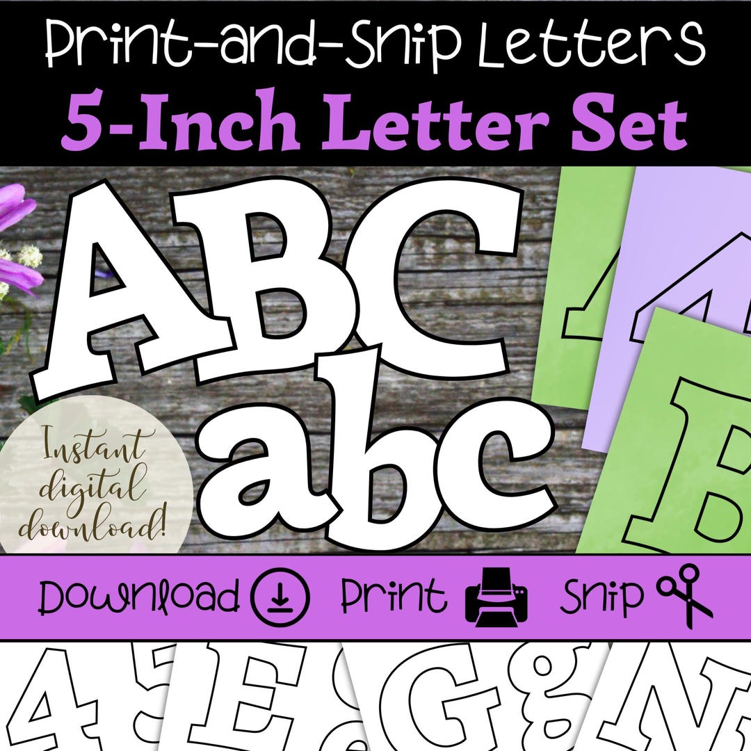 Printable Bulletin Board Letters: Large 5 Inch Alphabet, Numbers ...