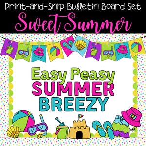 Summer Bulletin Board Kit | Beach Theme | Cute End of Year Bulletin Board Idea | Printable Summer School Classroom Set | Beach Swim Party