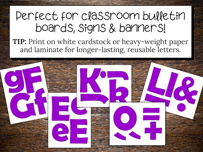 Purple Printable Bulletin Board Letters for Teachers Print on Etsy