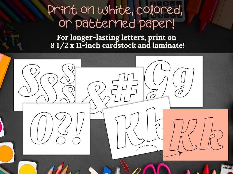 Printable Bulletin Board Letters in Script Font DIY Party Etsy