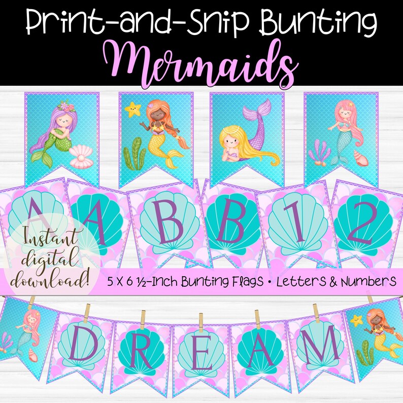 Mermaid Bunting Banner: Classroom & Party Theme (PDF Download) - Etsy