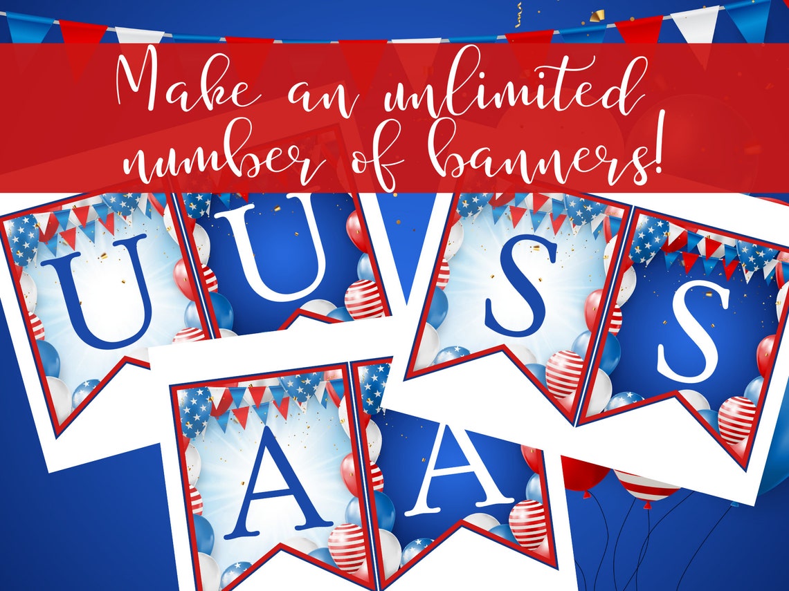 Printable Patriotic Bunting Banner Flags in America-themed - Etsy